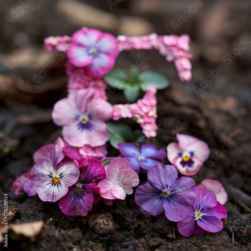 Buchstabe „F“ besteht aus Blumenboden photo