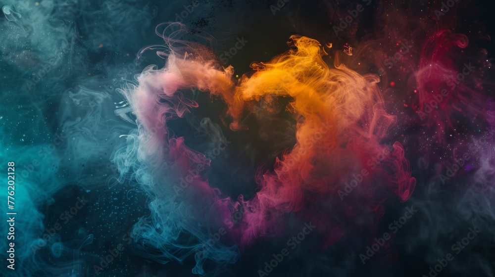 Heart shape made of colorful smoke Heart shape made of colorful smoke