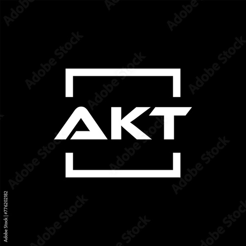 Initial letter AKT logo design. AKT logo design inside square.