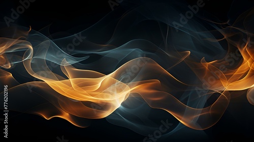 Abstract dark and golden smoke texture background. 
