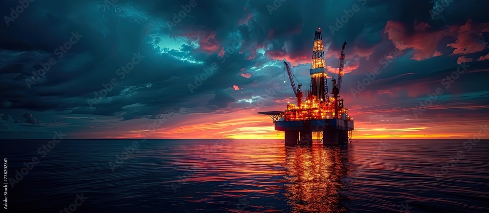 Twilight Drilling Rig A Beacon of Industrial Beauty