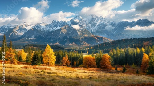 Autumn landscape in the Tatra Mountains. Poland generative ai © ThisDesign