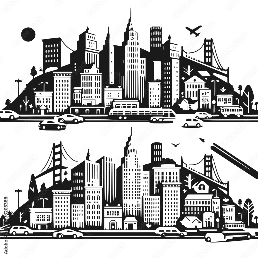 Abstract Modern City Skyline - Seamless Vector Pattern
