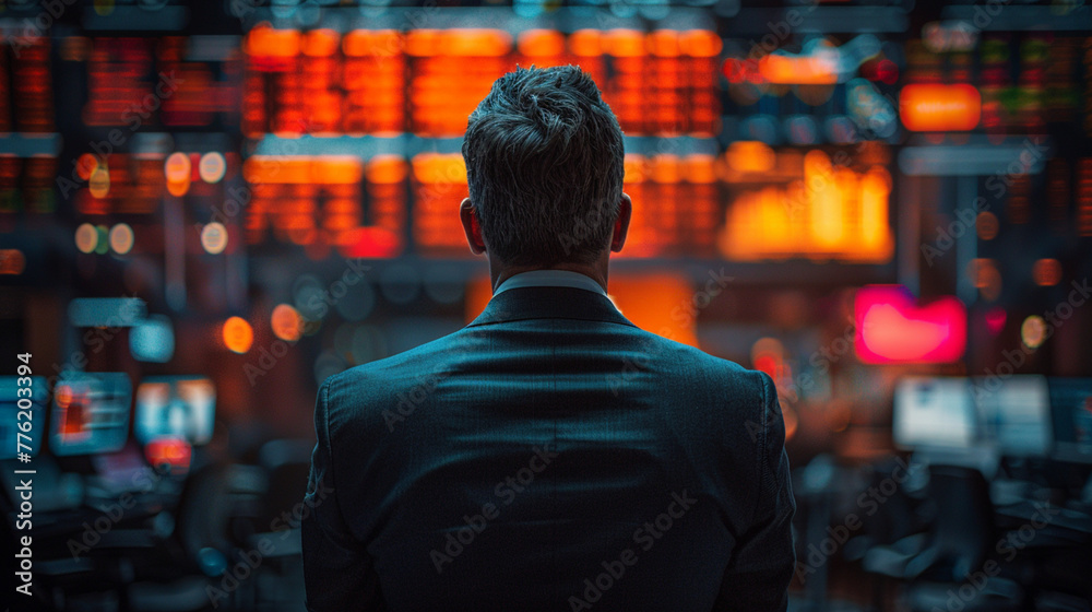 Man in a Suit Observing Trading Space Man in a Suit Observing Trading Space