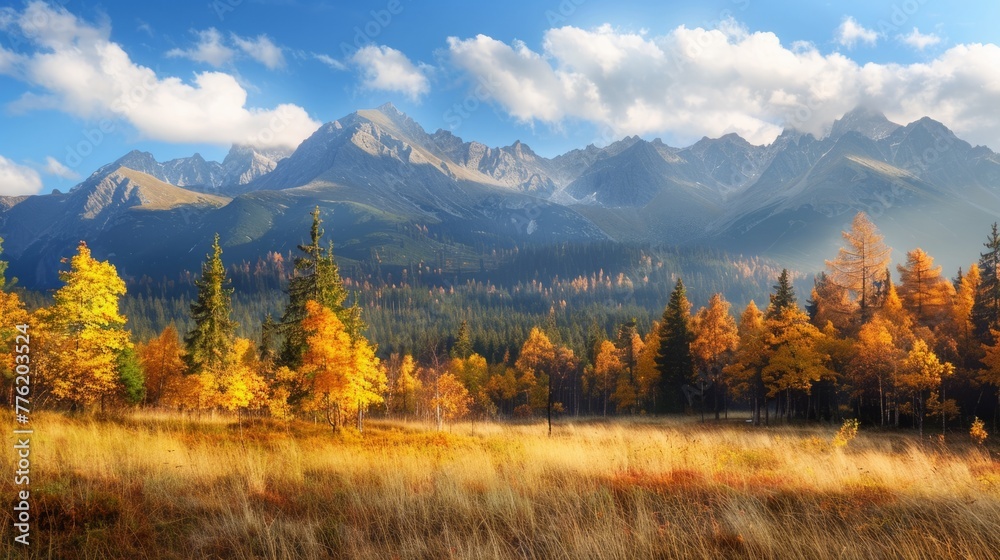 Autumn landscape in the Tatra Mountains. Poland generative ai