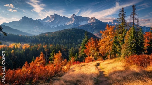 Autumn landscape in the Tatra Mountains. Poland generative ai