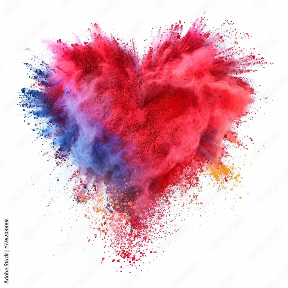 Heart shape made of colorful powder