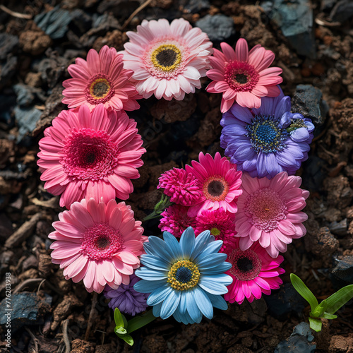 Buchstabe „O“ besteht aus Blumenboden photo