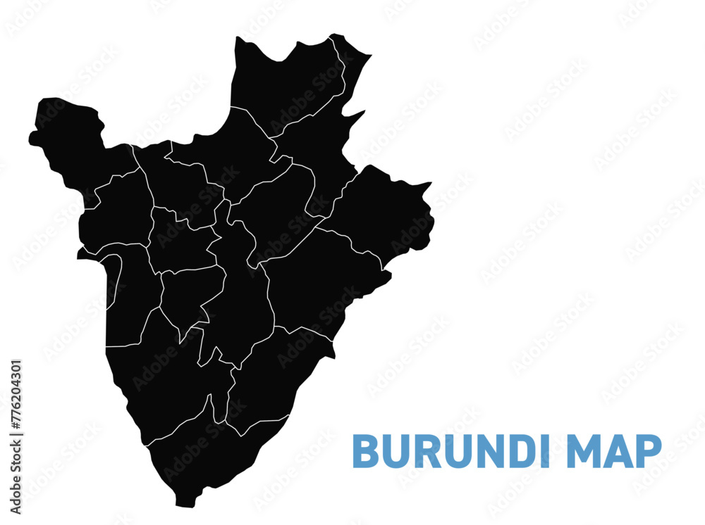 High detailed map of Burundi. Outline map of Burundi. Africa