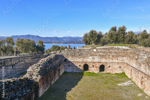 View of the Grottoes of Catullo  the ruins of a Roman villa built at the end of the 1st century B.C. on the shore of Lake Garda  Sirmione  Brescia  Lombardy  Italy
