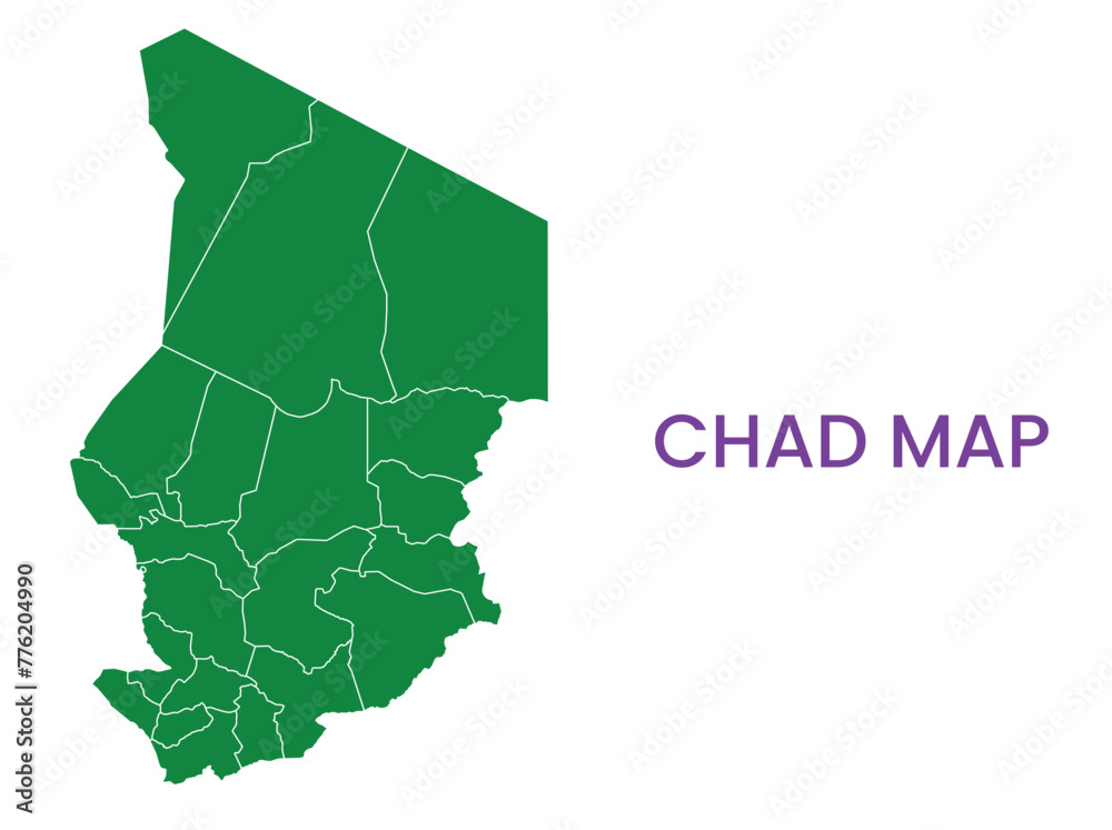 High detailed map of Chad. Outline map of Chad. Africa