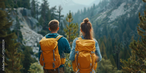 Hiking Couple in Mountain Landscape
