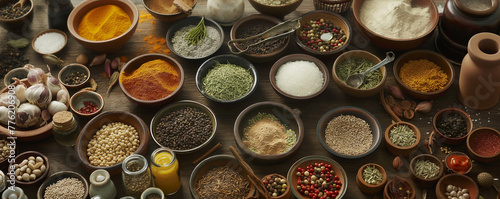 Assorted Spices and Herbs for Culinary Flavors and Cooking