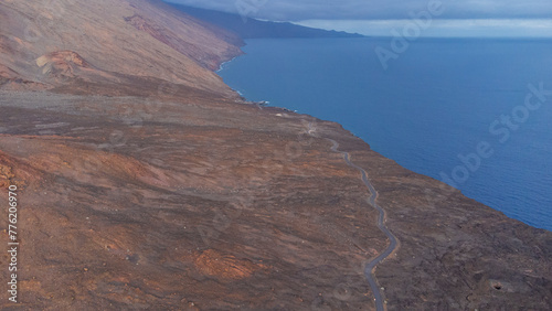 Orchilla lighthouse cliff from drone on the island of El Hierro, Canary Islands photo