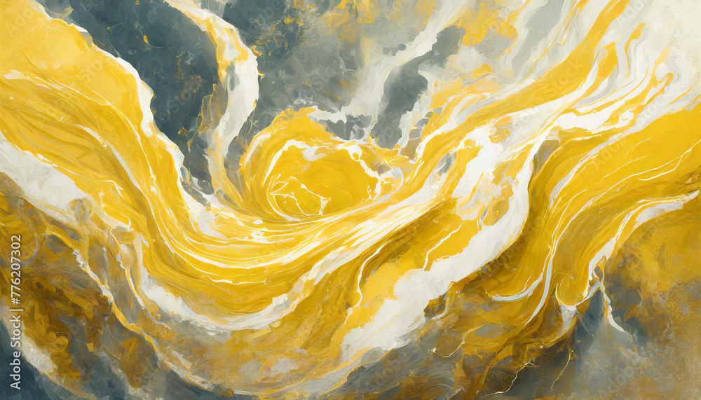 Beautiful yellow splashes of paint. Marble effect texture. Acrylic paining. Abstract wavy background Beautiful yellow splashes of paint. Marble effect texture. Acrylic paining. Abstract wavy background