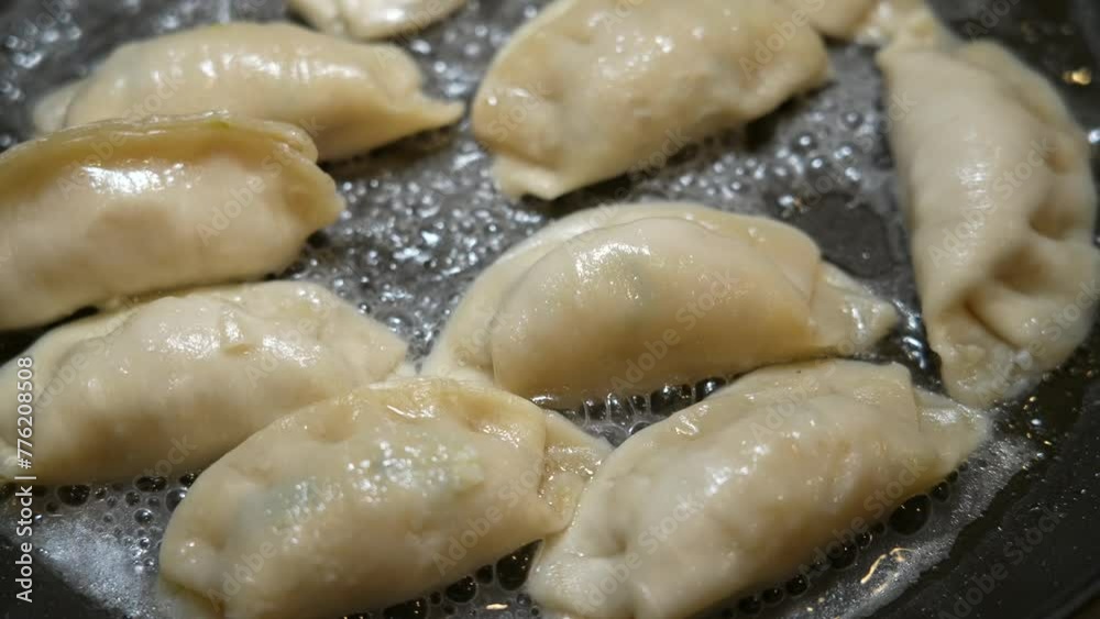 Dumplings frying in a pan - Ramen Series Dumplings frying in a pan - Ramen Series