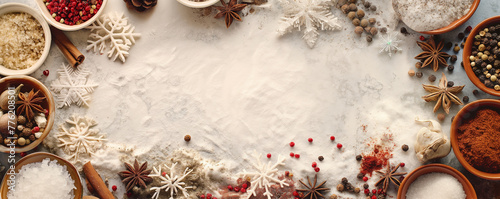 Festive Holiday Ingredients and Spices for Christmas Baking