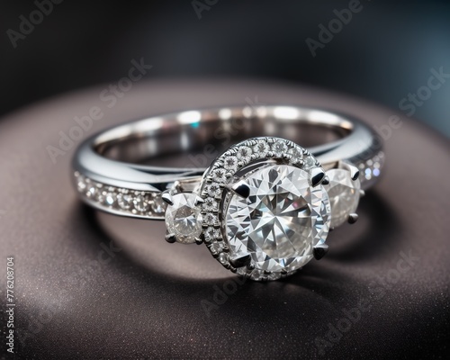 Silver diamond ring with crystal diamonds