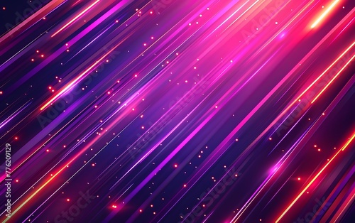 A glowing neon light effect background with streaks of purple and red lights, creating an energetic atmosphere