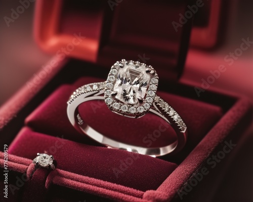 Silver luxury engagement wedding ring with diamonds © Jeffrey