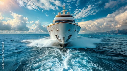 Luxury Yachting and Sea Views. Portray the elegance and luxury of a summer cruise. photo