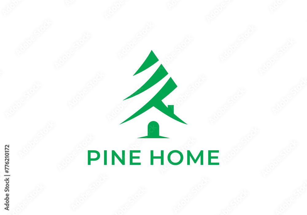 simple pine tree and house logo design vector simple pine tree and house logo design vector