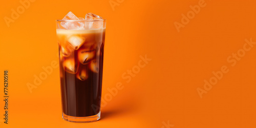 Delicious Iced Cold Brew Coffee Isolated on a Orange Background