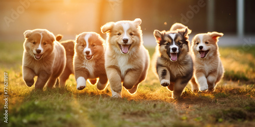 A group of playful and adorable puppies enjoying playtime