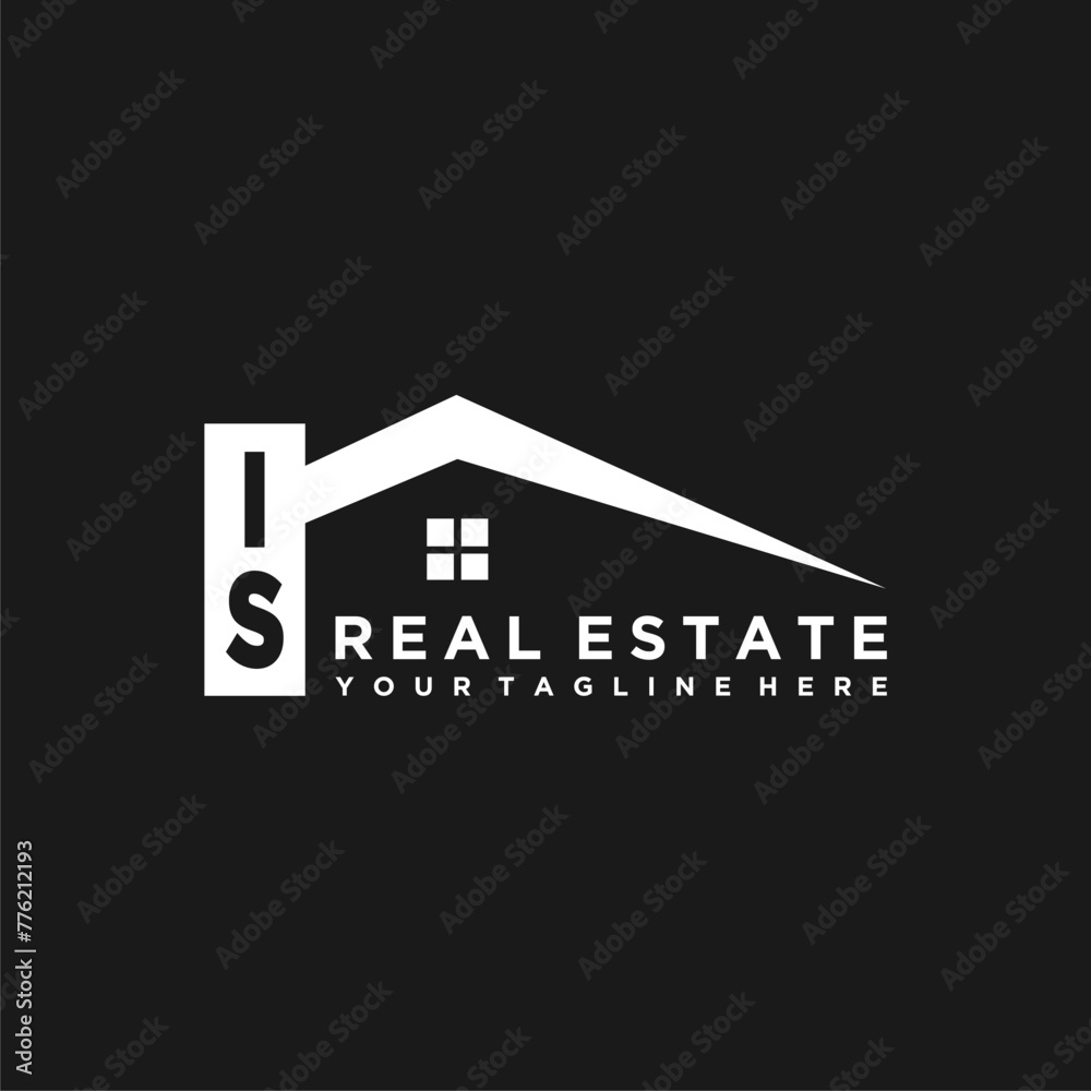 IS Initials Vektor Stok Real Estate Logo Design IS Initials Vektor Stok Real Estate Logo Design