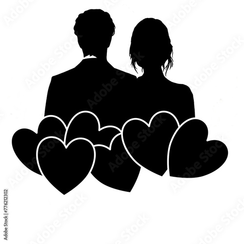 silhouette of a man and woman - newlyweds in love - Vector graphics Wedding -  drawing - ideal for website, e-mail, presentation, advertisement, label, sticker, postcard,, cricut, sublimation	 photo
