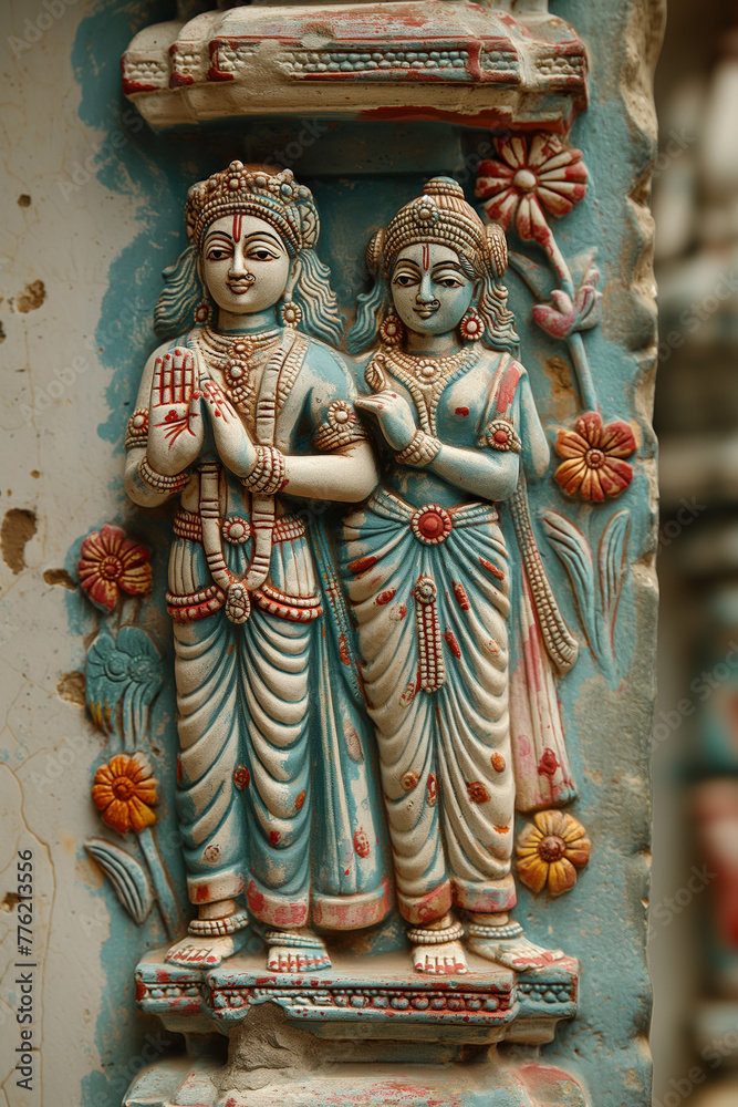 Fototapeta premium Lord Krishna & Radha Statue