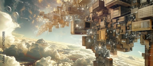 A multi-dimensional building with portals for instant transportation to different floors