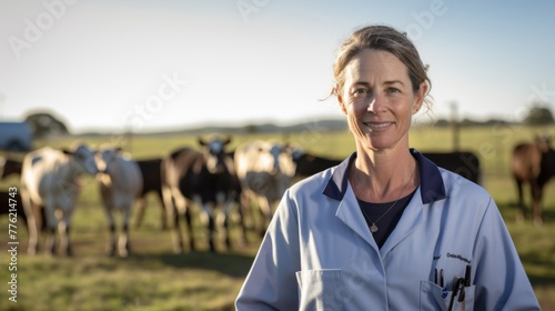 A Smiling Female Veterinarian Outdoors