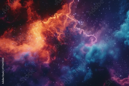 Blue  pink and purple nebula space stars sky CG illustration background. High quality photo