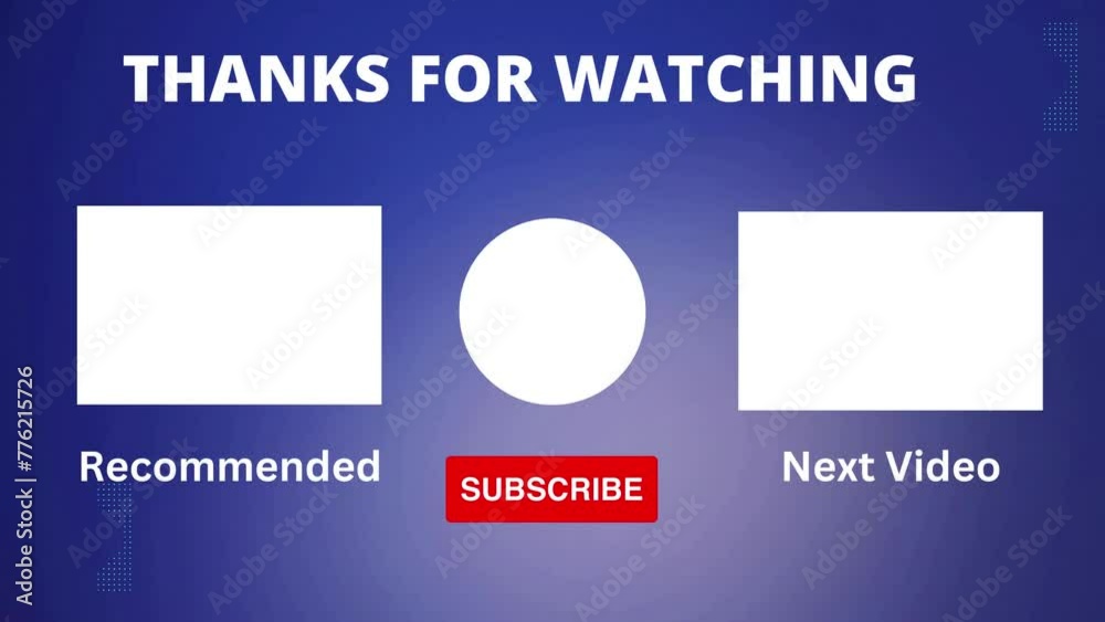 Youtube end screen Video Template for ending video with call to action