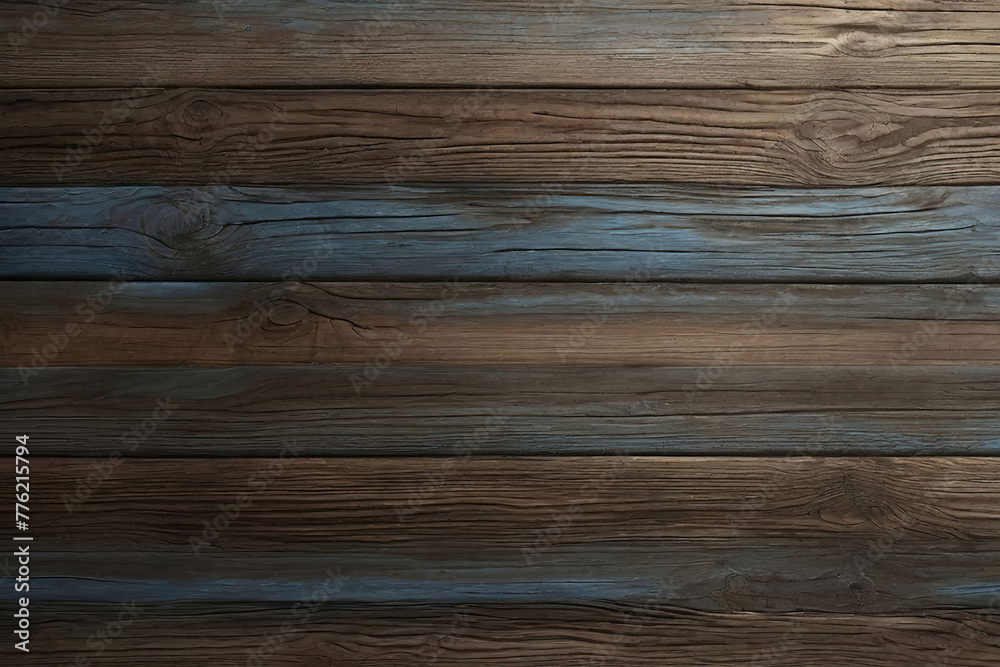 Fototapeta premium Brown and blue old dirty wood wall wooden plank board texture background with grains and structures