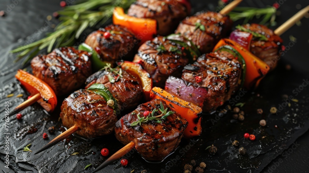 Kebab - delicious grilled meat and barbecue vegetables