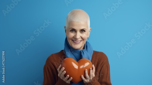 Smiling Woman Holding Heart Shape