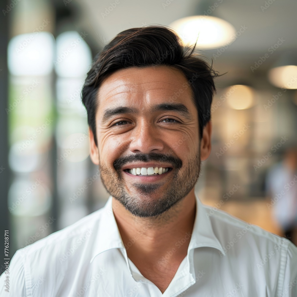Smiling Hispanic businessman 30-40 years old, active business man in front of his office Smiling Hispanic businessman 30-40 years old, active business man in front of his office