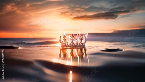 crown floating in the water at sunset.  photo
