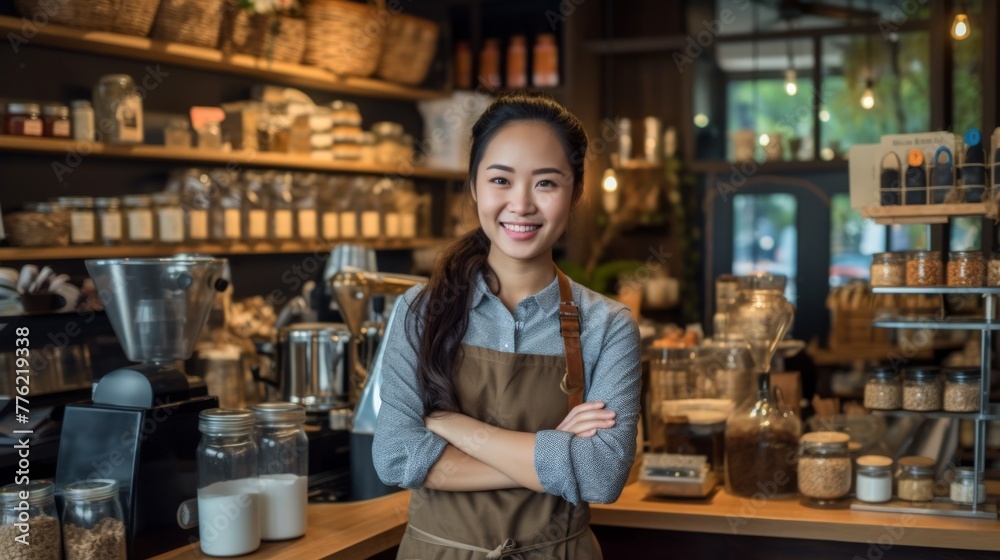 A Barista Smiling in the Cafe A Barista Smiling in the Cafe