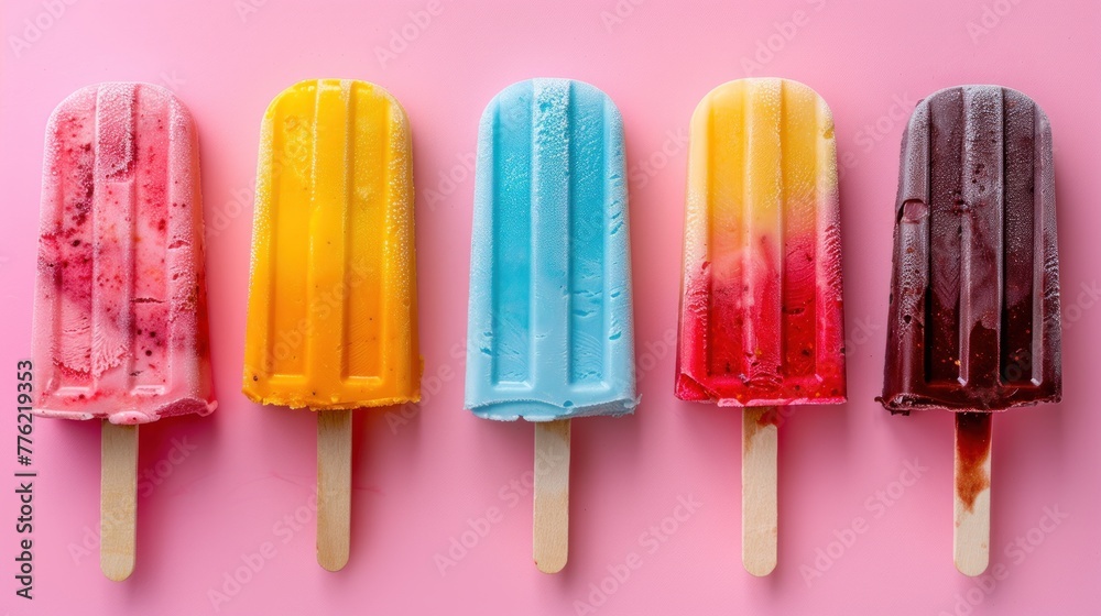 Ice cream sticks on pastel colors background Ice cream sticks on pastel colors background