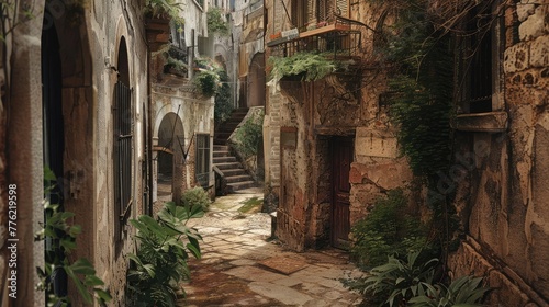 A network of narrow alleyways winding through an ancient Mediterranean town  each corner holding a story untold.