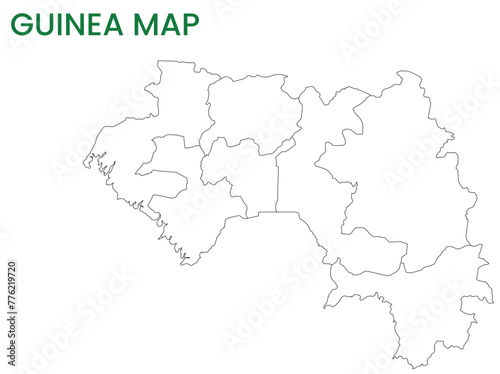 High detailed map of Guinea. Outline map of Guinea. Africa