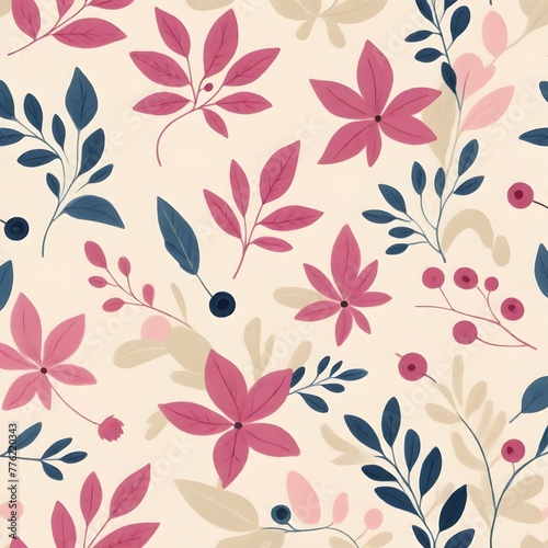 Beautifull colored floral pattern on plaid background