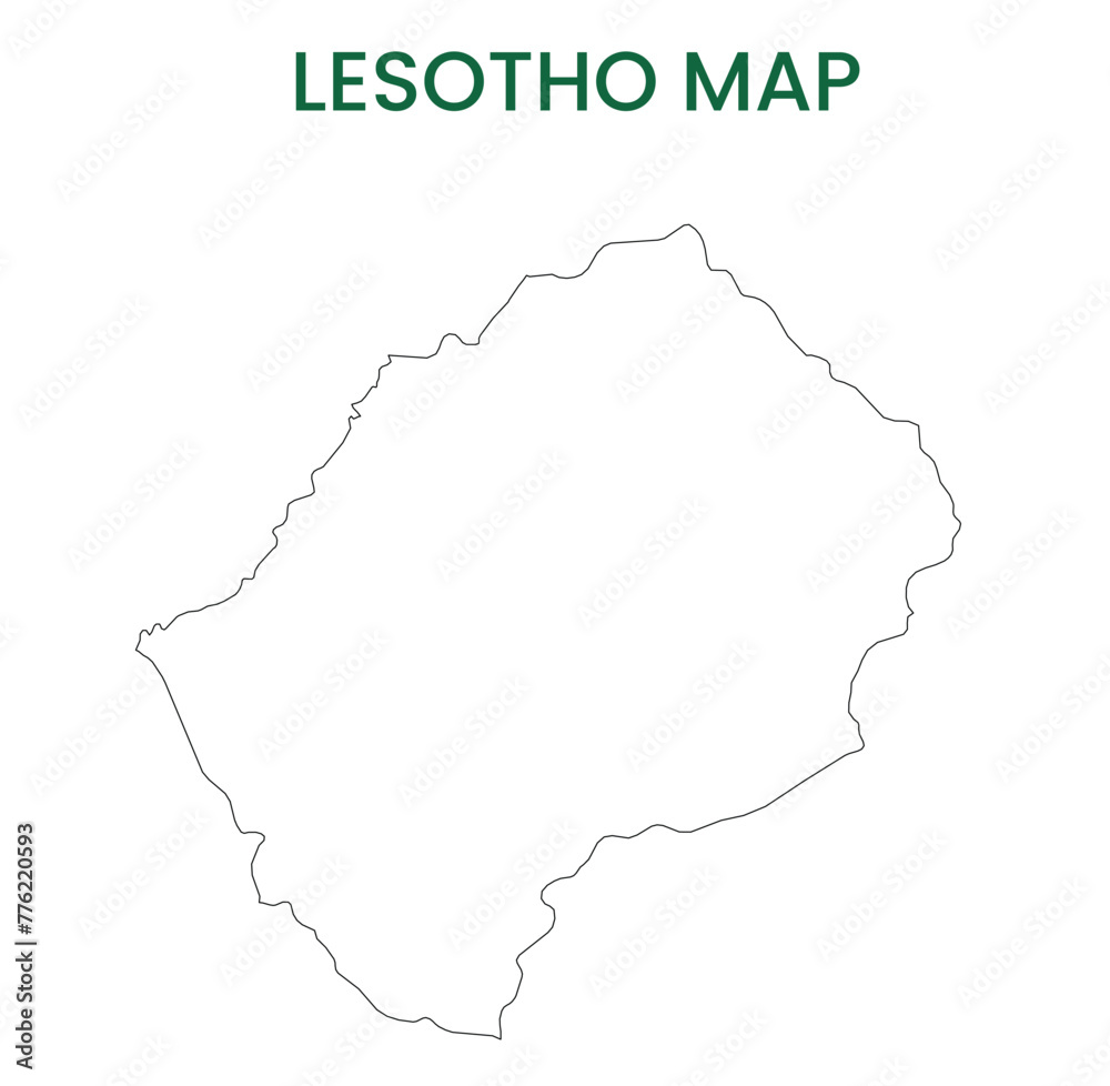 High detailed map of Lesotho. Outline map of Lesotho. Africa