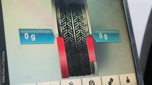Car wheel balancing control panel. photo