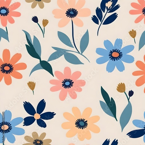 Beautifull colored floral pattern on plaid background