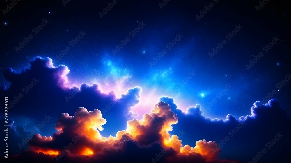 Starry night sky, Colorful space galaxy cloud nebula
