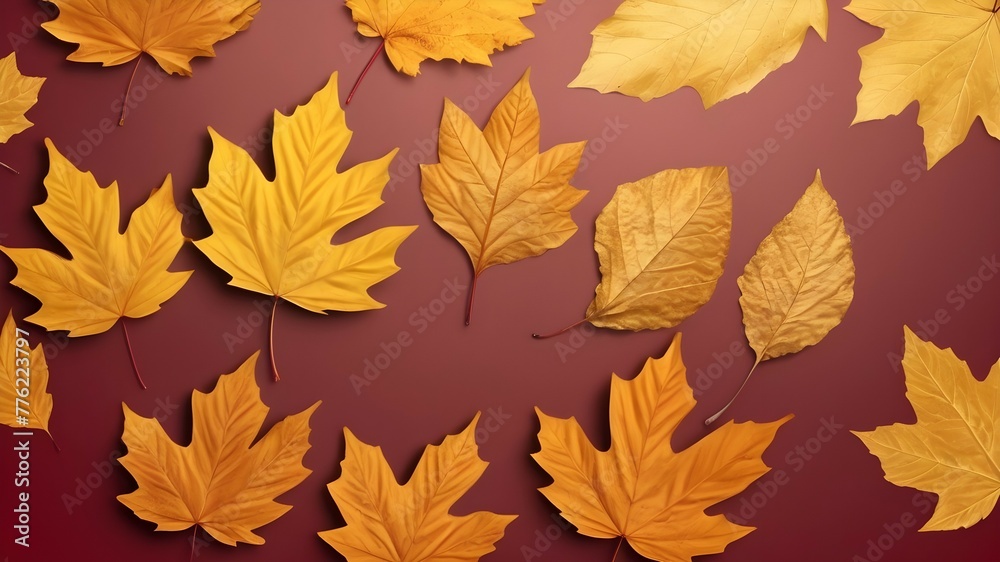 Photorealistic autumn leaves on a bright background.